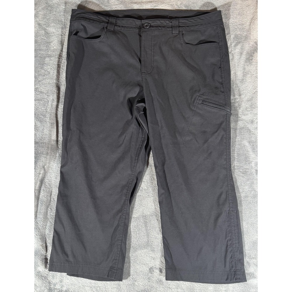 Eddie Bauer Capri Pants Womens 16 Black Straight Leg Stretch Hiking Zip Pocket